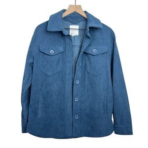 Anthropologie Avec Les Filles Jacket Blue Collared Shacket Corduroy Women’s S